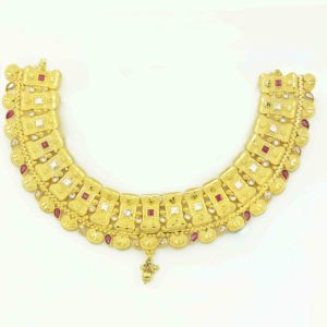 Vente en gros de bijoux pour femmes, collier et boucles d'oreilles en laiton plaqué or 14K, 18K, 24K, design floral traditionnel, ensemble de bijoux de mariage - Product Image 4
