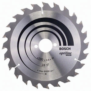 Optiline Carbide-Tipped Circular <b>Saw</b> Blade 190mm Outer Diameter 24 Teeth 30mm Bore 2.6mm Kerf for Bamboo Wood Crafts BOSCH Bosch - Product Image 1