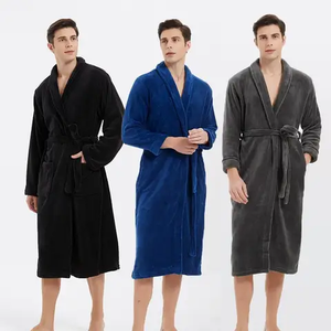 Albornoz Sexy de algodón 100% de alta calidad para hombre, opción combinada de Color sólido personalizada, suave y transpirable - Product Image 1