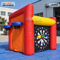 Jeu gonflable commercial interactif de lancer d'anneaux, de fléchettes et de basket-ball, direct usine, pour la location d'événements et de fêtes