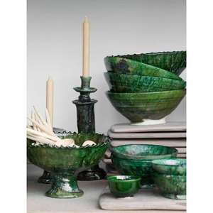 Tazón de Cerámica Artesanal Marroquí Tamegroute con Esmalte Verde, Artesanía Bereber Vintage, Decoración para el Hogar, Regalo - Product Image 1