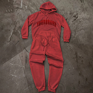 Survêtement à capuche pour homme sur mesure, 100% coton, imprimé, effet délavé au soleil, effet pulvérisé, sweat-shirt vintage, broderie appliquée, pantalon de survêtement - Product Image 2