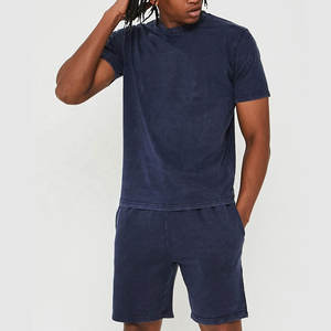 Élégant Mens Acid Wash Shorts Set Deux Pièces Outfit Short Sleeve T Shirt And Shorts Summer Casual Fashion Streetwear - Product Image 1
