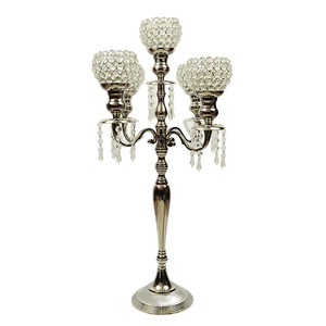 Superior Quality Handmade 5-Arm <b>Candelabra</b> Aluminum Metal Crystal Votive Silver Finish for Wedding Tabletop Decoration Home - Product Image 5