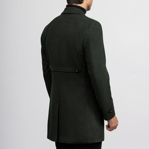 Custom 100% Woolen Men's Woolen Smart Fit Long Coat High Quality with Real Fox <b>Fur</b> <b>Trim</b> Turn-down Collar in Green Wholesale - Product Image 4