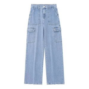 Ropa personalizada para hombre, pantalones vaqueros acampanados de color azul claro, pantalones vaqueros holgados, fabricación de ropa - Product Image 1