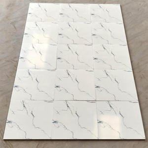 Carreaux de sol en céramique numériques aspect marbre blanc de luxe 400x400mm pour l'intérieur de la maison, design moderne classique 40x40cm - Product Image 4