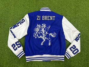 Fabricants OEM Letterman Streetwear Vestes de baseball pour hommes Veste brodée en cuir et chenille Wook - Product Image 4