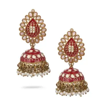 Brincos jhumka antiderrapantes banhados à ouro, joias da moda para mulheres, com esmalte, estilo indiano