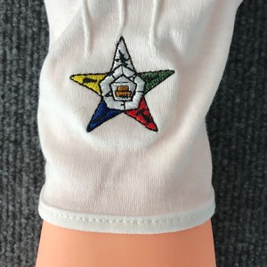 Guantes de Algodón Clásicos con la Estrella de la OES para Masones, Blancos, Talla Única, Orden del Estrella del Este - Product Image 3