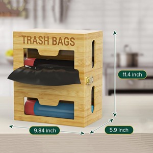 Sac poubelle en bambou 2 en 1 Boîte à mouchoirs en bambou faite à la main Écologique Décoration de maison et de table en gros du Vietnam - Product Image 3