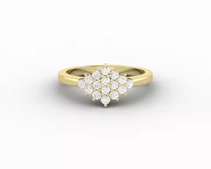 Anillo de bodas y compromiso de diamantes cultivados en laboratorio de oro de 14 quilates, regalo de aniversario nupcial minimalista, anillo de bodas de diamantes de racimo - Product Image 6