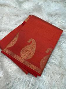 Hermoso Sari de Seda Tussar Pura con Diseño de Mango en Toda la Superficie, Sari de Alta Calidad para Mujer Hecho en India, en Existencia - Product Image 4