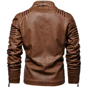 Dernière conception confortable 2025 haute qualité en peau de mouton col rabattu hommes mode veste en cuir avec manches complètes - Product Image 3