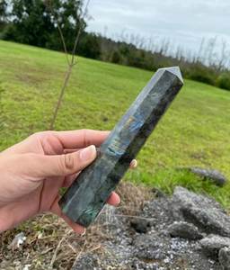 Tour d'obélisque en Labradorite naturelle à 8 facettes pour Chakra Power Massager Poli Feng Shui Décoration de la maison Amour - Product Image 1