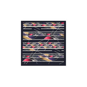 Black Polyester Twill Square Scarf with Geometric Pattern - Product Image 1