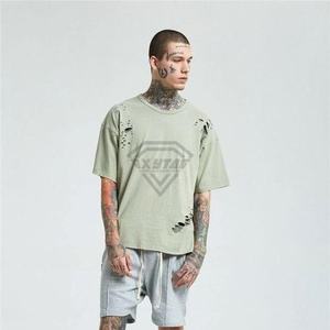 Uso al aire libre Color sólido Hombres Desgastados Camiseta de gran tamaño Transpirable Mejor diseño Hombres Desgastados Camisetas de gran tamaño para hombres - Product Image 4