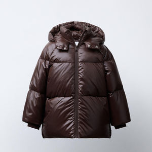 Chaqueta Acolchada con Capucha Brillante y Cálida, con Cuello Alto, Cierre de Cremallera Frontal y Ajuste Holgado y Acogedor para Ropa de Invierno para Niñas, Tendencia - Product Image 2