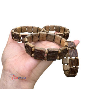 100% perles naturelles en bois d'agar Bracelet extensible bijoux élastiques du Vietnam Bracelet perlé avec bois d'agar - Product Image 1