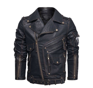 Chaqueta de cuero con logotipo personalizado y cintura con cinturón, puños ajustables y múltiples bolsillos, chaqueta de cuero de nuevo diseño 2025 - Product Image 1