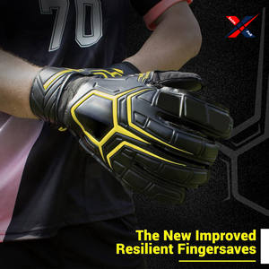 Gants de gardien de but personnalisés en cuir PU de haute qualité, couleur contrastée jaune et noir, 4 mm de latex, nouvelle arrivée 2024 - Product Image 3