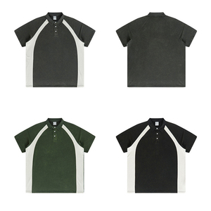 OEM al por mayor de encargo retro de la vieja escuela estilo polo casual americano de bloqueo de los hombres Polo lavado con ácido tie Dye Polo camisa - Product Image 1