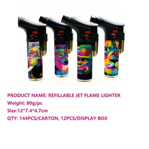 Encendedor de Cigarros de Plástico Personalizado, Resistente al Viento y Recargable, con Llama de Chorro, Diseño Clásico para Barbacoa, Cocina y Camping - Product Image 5