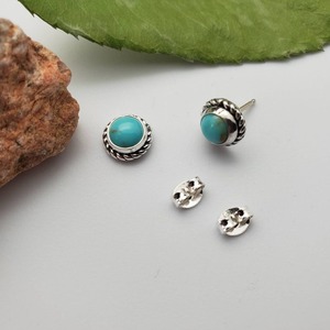 Boho Style 925 Sterling Silver <b>Turquoise</b> Gemstone <b>Stud</b> <b>Earrings</b> Jewelry Handmade Silver <b>Earrings</b> Jewelry for Women Wedding Gift - Product Image 3