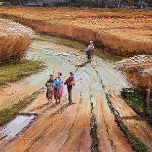 100% pintado a mano 20 \ "x 24 \" pinturas al óleo campo clásico paisaje abstracto arte de pared para decoración del hogar lienzo papel textura 3D - Product Image 3