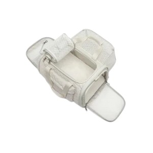 Soft-Sided Pet Carrier for <b>Cats</b> Quilted Textile Zipper Closure Breathable Mesh Window Beige Color Simple Design - Product Image 2