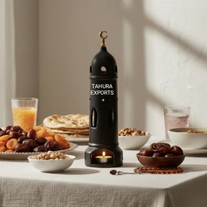 Portavelas decorativo radiante de cerámica hermosa de Ramadán para el ambiente festivo del hogar de Eid con un toque de iluminación suave y cálido - Product Image 5