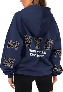 Sudadera CON CAPUCHA DE Nueva York con estampado de leopardo para mujer, sudadera Vintage Y2k, sudaderas con capucha gráficas de gran tamaño, Tops de algodón, moda Unisex 2025 - Product Image 2