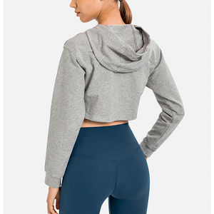 Sudadera Deportiva de Felpa para Mujer de Alta Calidad, con Logotipo Personalizado, Top Corto con Capucha y Manga Larga, Transpirable y a la Moda para Invierno - Product Image 2