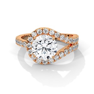 2.54ctw Round Brilliant Cut CZ Bypass Halo <b>Ring</b> 925 Sterling Silver Engagement Band - Product Image 1