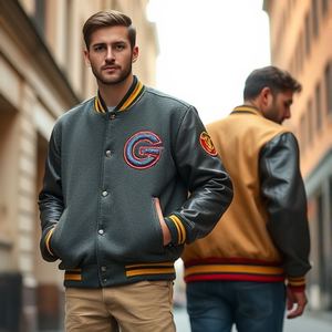 Écusson de broderie OEM Veste universitaire pour dames, design surdimensionné, commande en gros, manches en cuir, laine 380 GSM, usine directe - Product Image 1