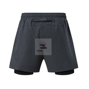 Pantalones cortos de entrenamiento de gimnasio personalizados 2025 para hombres, cierre de cintura elástica de doble capa, patrón sólido, estilo informal con decoración de encaje - Product Image 5