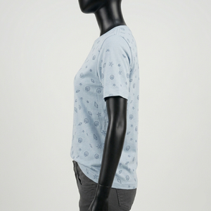 Camiseta de algodón estampada para mujer, informal, de manga corta, cuello redondo, camiseta gráfica de verano para mujer, venta al por mayor - Product Image 3