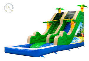 Commercial Giant Kids Adults Tropical Inflatable Beach Water <strong>Slide</strong> With <strong>Swimming</strong> <strong>Pool</strong> for Sale - Product Image 2