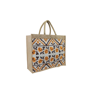 Sacs fourre-tout en jute à motif tendance imprimé personnalisé de grande taille et écologique Nouveau design Pliable Réutilisable Logo Personnalisé Marque Bangladesh - Product Image 6