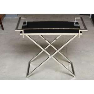 Bandeja exclusiva para servir de metal de primera calidad con soporte plegable ajustable acabado pulido dorado forma y tamaño personalizados al precio de venta - Product Image 3