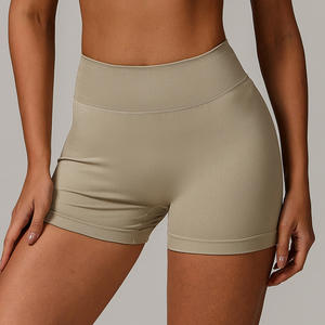 Shorts de cyclisme taille mi-haute pour femmes, sexy, pour yoga et gym, couleur unie, séchage rapide, coupe-vent, respirant, avec logo personnalisé, vente en gros, vêtements de sport - Product Image 6