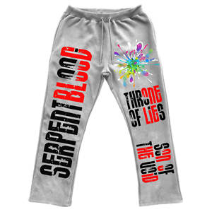 Men's Lightweight 360gsm Acid Washed <b>Jogger</b> Pants Winter Fleece Sweatpants with Large Print Men's Pants Washed - Product Image 1