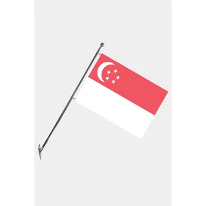 Ensemble de mât de drapeau télescopique de Singapour avec techniques d'impression numérique sur mur, drapeaux et bannières en polyester - Product Image 1