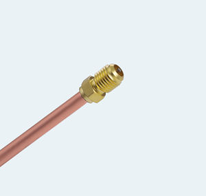 Válvula de Acceso de Latón de 1/4, Tubo de Cobre CB de 9.5 cm, 23G, 7/16 -20 SAE 45 °   Puerto de Carga Soldado Flare 1200PSI NRV Refrigerante India - Product Image 2