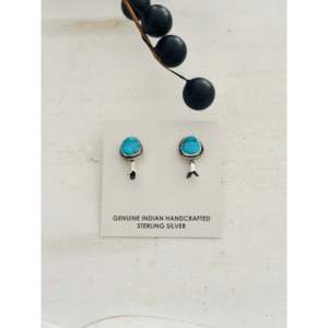 Pendientes Donovan Nez Kingman de Turquesa y Plata de Ley con Diseño de Flor Colgante para Regalo - Product Image 1