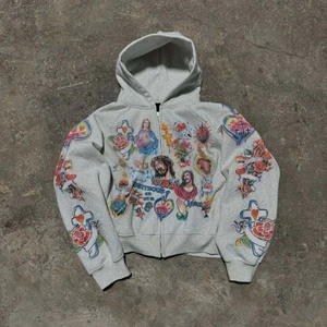 2025 américain Streetwear à la mode marque mode Anime imprimer sweat à capuche surdimensionné Y2k homme Hoodi décontracté ample fermeture éclair sweat - Product Image 3