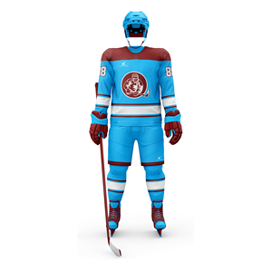 Custom Teamwear Quality Latest Style Ice Hockey Uniforms with Ice Hockey Pants Hockey <b>Socks</b> and Applique Numbers 280 GSM - Product Image 6