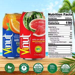 Bebida de jugo de sandía sin azúcar 330ml lata de bebida fresca y natural de Vietnam, etiqueta privada y muestra gratis - Product Image 4