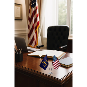Indiana & U.S. Custom Desk <b>Flag</b> Set Digital Printed Satin Plastic Polyester Silk Pennant with Aluminum <b>Pole</b> <b>for</b> Education - Product Image 3