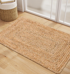 Tapis de sol de salon en jute pur naturel lavable tressé à la main sans colle tapis importé porte entrée réversible antidérapant - Product Image 5